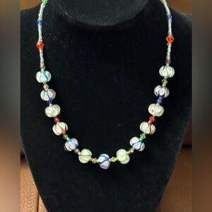 You & I colorful glass and acrylic beaded necklace